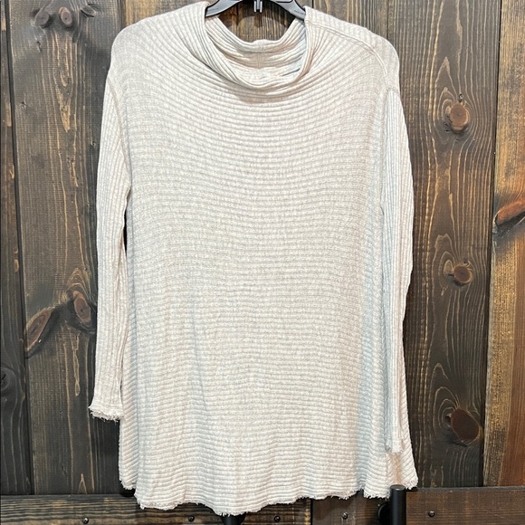 Free People We The Free Lover Top S Grey Ribbed Split Back Oversized Boho Slouch - Picture 1 of 11